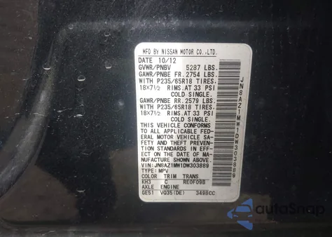 2013 Nissan Murano S from USA, damaged, VIN JN8AZ1MW1DW303889